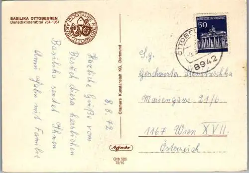 47843 - Deutschland - Ottobeuren , im Allgäu , Basilika , Benediktinerabtei , Mehrbildkarte - gelaufen 1972