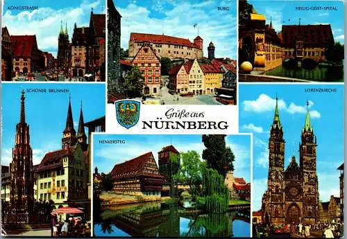 47873 - Deutschland - Nürnberg , Königstrasse , Henkersteg , Lorenzkirche , Mehrbildkarte - gelaufen 1981