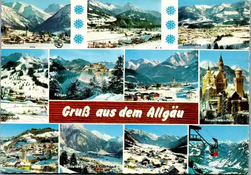 47882 - Deutschland - Allgäu , Oberstdorf , Oberjoch , Hindelang , Sonthofen , Mehrbildkarte - gelaufen 1974