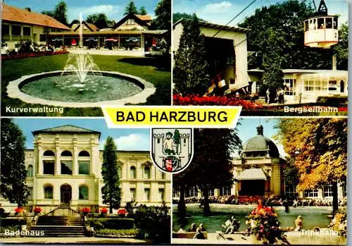 47888 - Deutschland - Bad Harzburg , Kurverwaltung , Badehaus , Bergseilbahn , Trinkhalle , Mehrbildkarte - gel. 1974