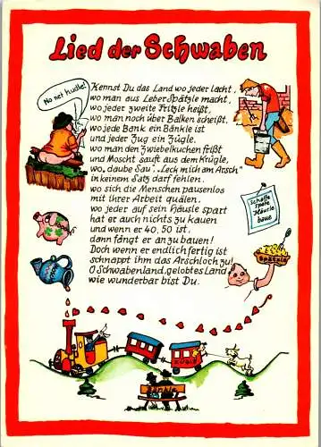 47915 - Deutschland - Liederkarte , Lied der Schwaben - gelaufen 1978