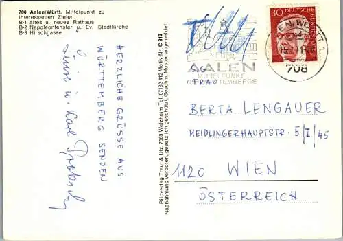 47916 - Deutschland - Aalen , Württ. , Rathaus , Napoleonfenster , Hirschgasse - gelaufen 1971