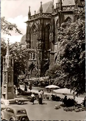 47921 - Deutschland - Bad Aachen , Blumenmarkt am Dom - gelaufen 1958