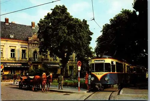 47929 - Niederösterreich - Baden bei Wien , Josefsplatz , Pferdewagen , Straßenbahn - nicht gelaufen