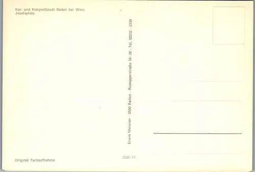 47929 - Niederösterreich - Baden bei Wien , Josefsplatz , Pferdewagen , Straßenbahn - nicht gelaufen