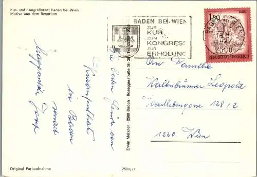 47932 - Niederösterreich - Baden bei Wien , Rosarium , Mehrbildkarte - gelaufen 1977