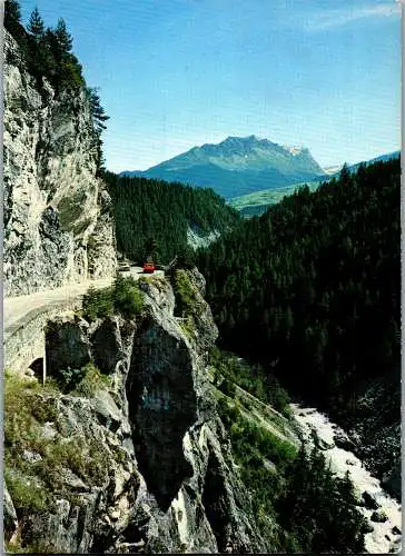 47941 - Schweiz - Surses , Julier-Strasse Am Stein zwischen Tiefencastel und Savognin - gelaufen 1974