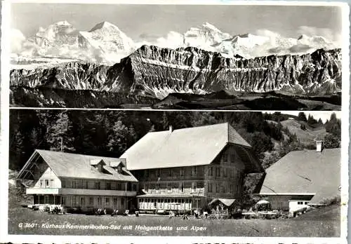 47944 - Schweiz - Schangnau , Kurhaus Kemmeriboden Bad mit Hohgantkette und Alpen , Fam. Gerber - gelaufen