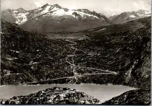 47969 - Schweiz - Guttannen , Grimsel Hospiz , Strasse zur Passhöhe , Pizzo Gallina u. Mittaghorn - gelaufen 1953