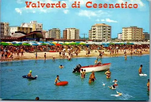 47998 - Italien - Cesenatico , Valverde di Casenatico , Strand , Beach , Ora del bagno - gelaufen 1976