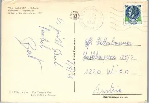 48020 - Italien - Selva , Wolkenstein , Val Gardena , Grödental - gelaufen 1978