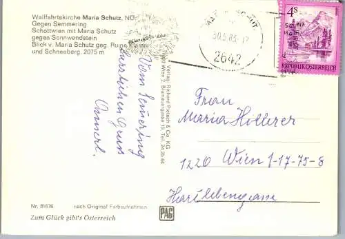 48024 - Niederösterreich - Maria Schutz , gegen Semmering , Schottwien , Sonnwendstein , Schneeberg - gelaufen 1983