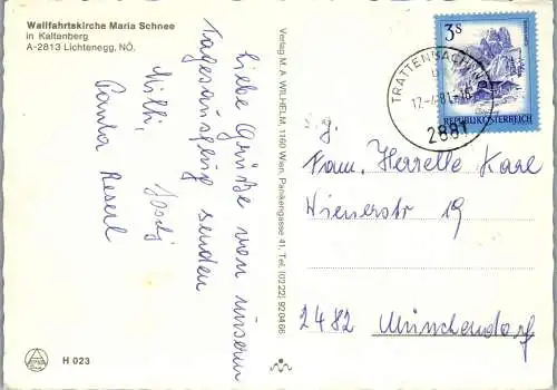 48027 - Niederösterreich - Kaltenberg , Lichtenegg , Wallfahrtskirche Maria Schnee in Kaltenberg - gelaufen 1981