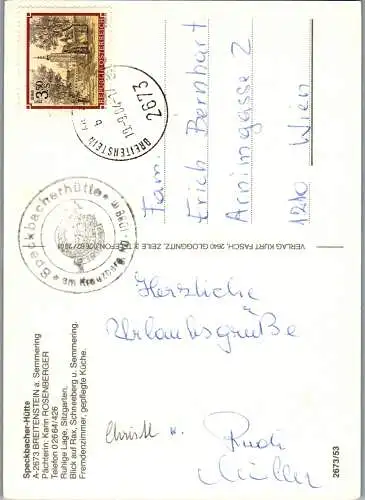 48079 - Niederösterreich - Breitenstein , Semmering , Kreuzberg , Speckbacher Hütte , Karin Rosenberger , Rax