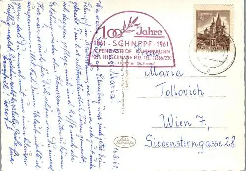 48087 - Niederösterreich - Kaiserbrunn , im Höllental , Wasserschloss , Rechenbrücke , Hochstegbrücke - gelaufen 1961