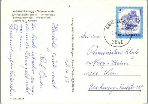 48092 - Niederösterreich - Hochegg , Grimmenstein , Mehrbildkarte - gelaufen 1983