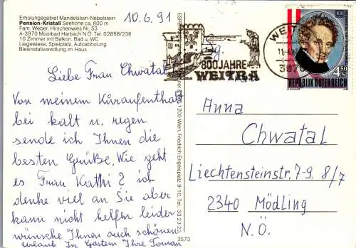 48096 - Niederösterreich - Hirschenwies , Moorbad Harbach , Pension Kristall , Waldviertel , Weitra , Nebelstein