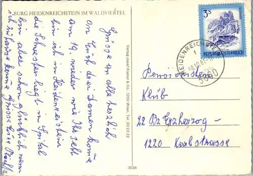 48099 - Niederösterreich - Heidenreichstein , Burg Heidenreichstein im Waldviertel - gelaufen 1981