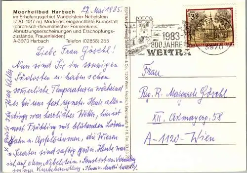 48112 - Niederösterreich - Harbach , Moorbad Harbach , Nebelsteinhütte , Mandelstein , Mehrbildkarte - gelaufen 1985