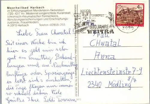 48113 - Niederösterreich - Harbach , Moorbad Harbach , Waldviertel , Nebelstein , Mandelstein , Mehrbildkarte - 1986