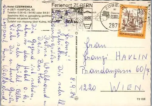 48126 - Niederösterreich - Kampichl , Hotel Czerwenka , Bucklige Welt - gelaufen 1984