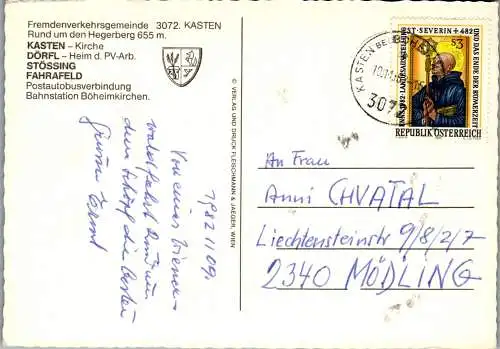 48134 - Niederösterreich - Kasten , Dörfl , Stössing , Fahrafeld , Mehrbildkarte - gelaufen 1982