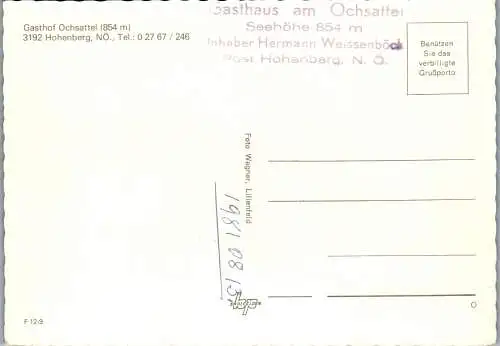 48145 - Niederösterreich - Hohenberg , Gasthof Ochsattel , Auto , VW Käfer , Passat , Bus , Hermann Weissenböck