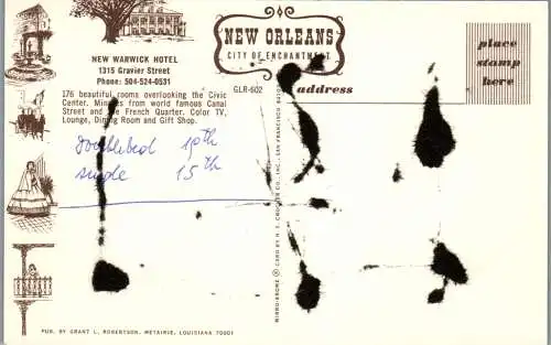 48182 - USA - New Orleans , Warwick Hotel Apt. , Gravier Street , Louisiana - nicht gelaufen