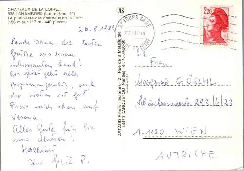 48243 - Frankreich - Chambord , Chateaux de la Loire , Loir et Cher - gelaufen 1989