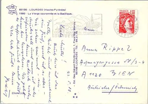 48245 - Frankreich - Lourdes , La Vierge couronnee et la Basilique - gelaufen 1980