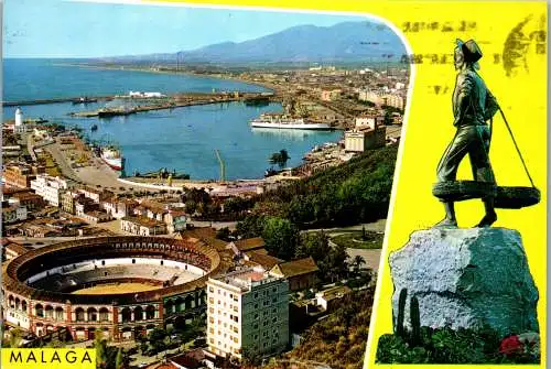 48284 - Spanien - Malaga , Plaza de Toros y Puerto , Arena - gelaufen 1971