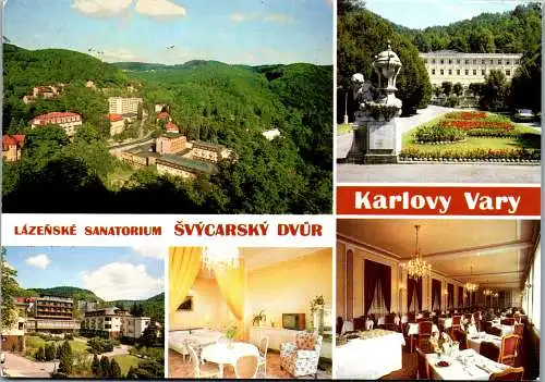 48307 - Tschechische Republik - Karlovy Vary , Karlsbad , Lazenske sanatorium Svycarsky Dvur , Mehrbildkarte - gel. 1991