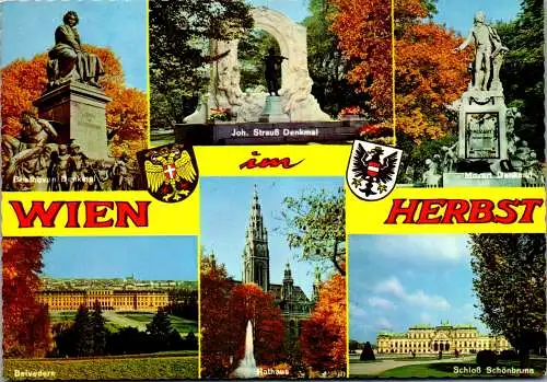 48322 - Wien - Vienna , im Herbst , Belvedere , Johann Strauß Denkmal , Schönbrunn , Mehrbildkarte - nicht gelaufen