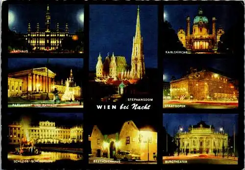 48324 - Wien - Vienna , bei Nacht , Mehrbildkarte - nicht gelaufen