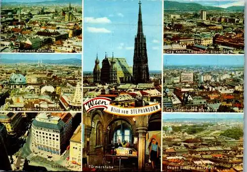 48333 - Wien - Vienna , Blick vom Stephansdom , Türmerstube , Mehrbildkarte - gelaufen 1975