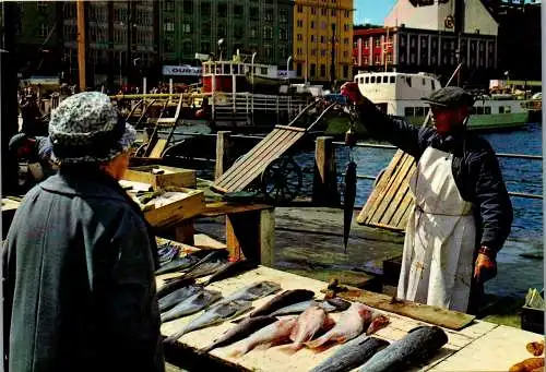 48391 - Norwegen - Bergen , Pa fisketorget , Fish Market - nicht gelaufen