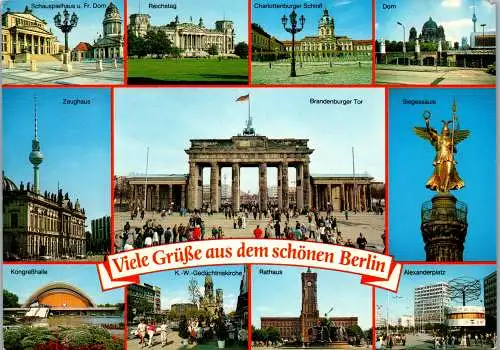 48416 - Deutschland - Berlin , Zeughaus , Reichstag , Brandenburger Tor , Siegessäule , Mehrbildkarte - gelaufen 1990