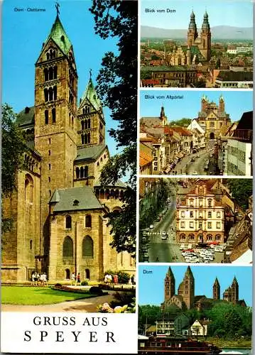 48423 - Deutschland - Speyer , Dom Osttürme , Blick v. Altpörtel , Kaufhaus , Mehrbildkarte - gelaufen 1980
