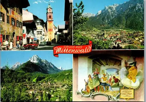 48532 - Deutschland - Mittenwald , Obermarkt , Karwendel , Wetterstein , Fresko , Mehrbildkarte - nicht gelaufen