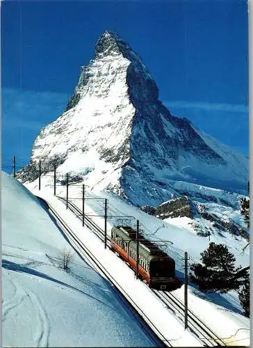 48598 - Schweiz - Zermatt , Gornergratbahn bei Riffelalp , Matterhorn , Mont Cervin - gelaufen 1998