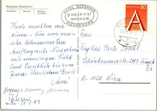 48600 - Schweiz - Niederhorn , Beatenberg , Berghaus , Sesselbahn , Steinwild , Niesen - gelaufen 1993