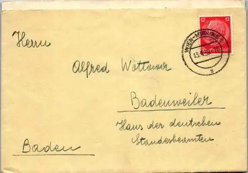 48662 - Brief - Österreich , Wien - Badenweiler , mit Inhalt - gelaufen 1939