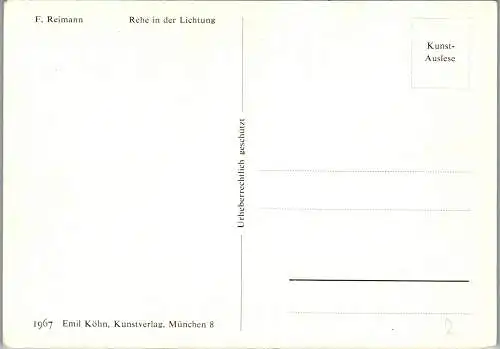 48691 - Künstlerkarte - F. Reimann , Rehe in der Lichtung - nicht gelaufen 1967