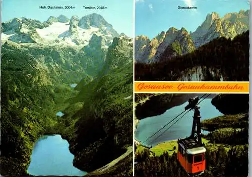 48718 - Oberösterreich - Gosaugletscher , mit Vorderem und Hinterem Gosausee , Gosaukamm , Gosaukammbahn - gelaufen 1982