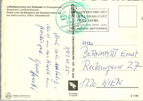 48719 - Oberösterreich - Gosausee , Gosaukammbahn , Hoher Dachstein , Torstein , Bischofsmütze - gelaufen 1982