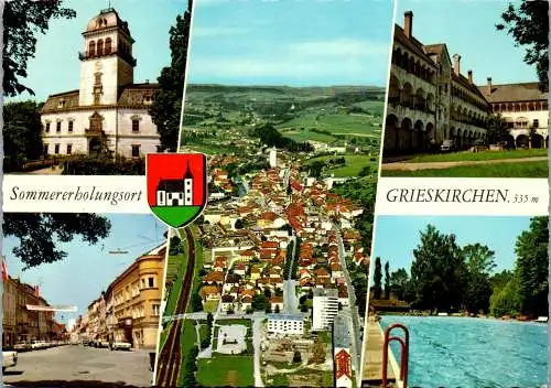 48727 - Oberösterreich - Grießkirchen , Schloß Tollet , Schwimmbad , Ortskern , Mehrbildkarte - gelaufen 1978