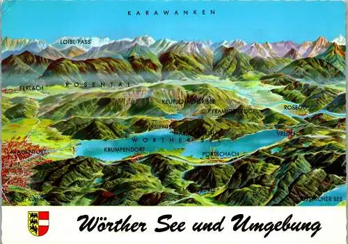 48775 - Kärnten - Wörthersee , Landkarte , Panorama - gelaufen 1978