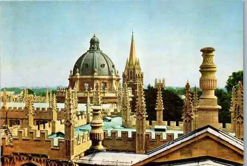 48800 - Großbritannien - Oxford , Skyline , Dome of the Radcliffe Camera , St. Mary's Church , Merton College - n. gel