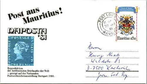 48814 - Brief - Mauritius , Port Louis - gelaufen 1981