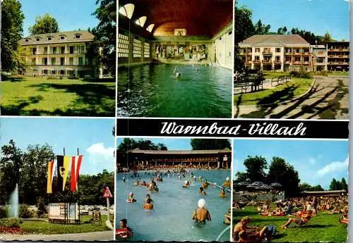 48824 - Kärnten - Villach , Warmbad Villach , Freibad , Mehrbildkarte  - gelaufen